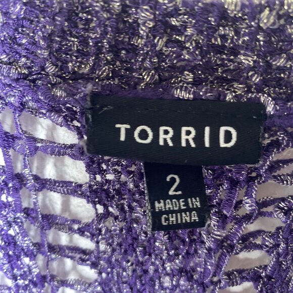 Torrid Purple Sweater Womens Plus Size Size 2 Purple Open Knit Topper - Picture 2 of 12